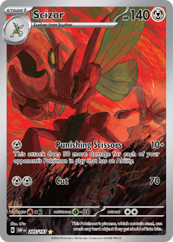 Scizor z edície Obsidian Flames, karta č.205