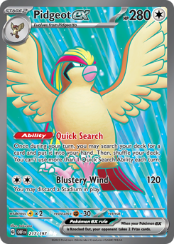 Pidgeot ex z edície Obsidian Flames, karta č.217