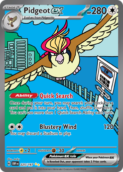 Pidgeot ex z edície Obsidian Flames, karta č.225