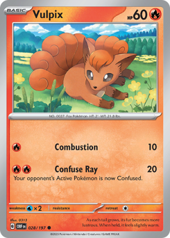 Vulpix z edície Obsidian Flames, karta č.28
