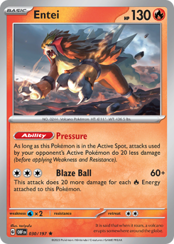 Entei z edície Obsidian Flames, karta č.30