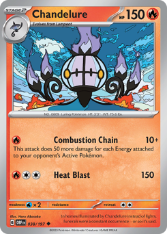 Chandelure z edície Obsidian Flames, karta č.38