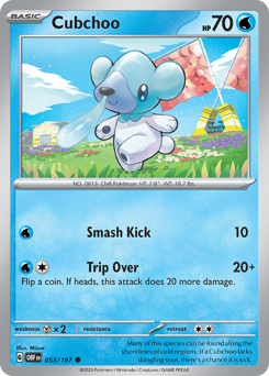 Cubchoo z edície Obsidian Flames, karta č.53