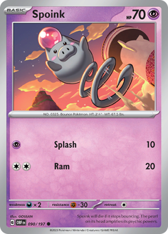 Spoink z edície Obsidian Flames, karta č.90