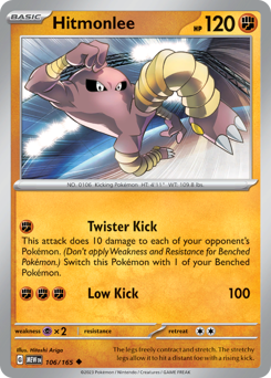 Hitmonlee z edície 151, karta č.106