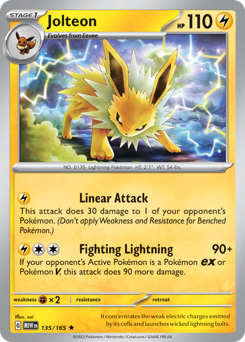 Jolteon z edície 151, karta č.135