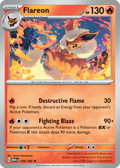 Flareon z edície 151, karta č.136