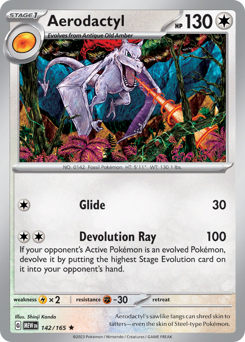 Aerodactyl z edície 151, karta č.142