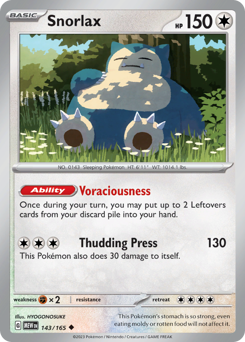 Snorlax z edície 151, karta č.143