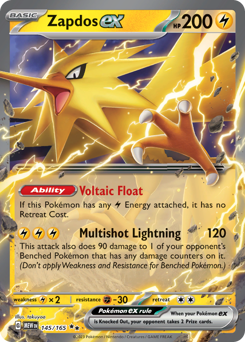 Zapdos ex z edície 151, karta č.145