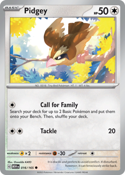 Pidgey z edície 151, karta č.16