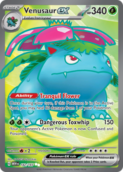 Venusaur ex z edície 151, karta č.182