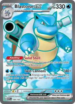 Blastoise ex z edície 151, karta č.184