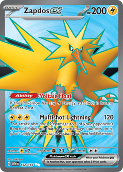Zapdos ex z edície 151, karta č.192