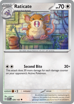 Raticate z edície 151, karta č.20
