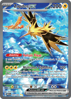 Zapdos ex z edície 151, karta č.202