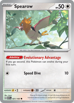 Spearow z edície 151, karta č.21
