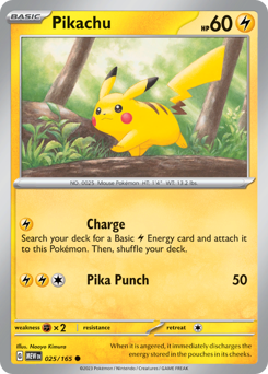 Pikachu z edície 151, karta č.25