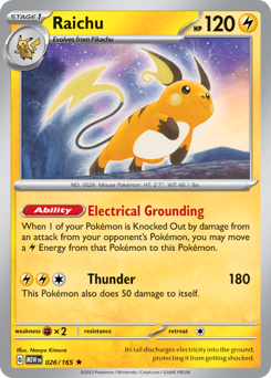 Raichu z edície 151, karta č.26