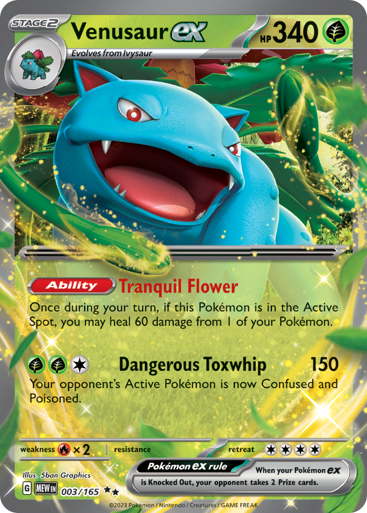 Venusaur ex z edície 151, karta č.3