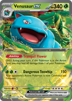 Venusaur ex z edície 151, karta č.3
