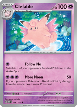 Clefable z edície 151, karta č.36
