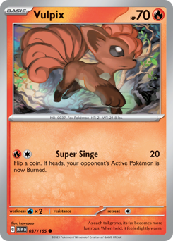 Vulpix z edície 151, karta č.37