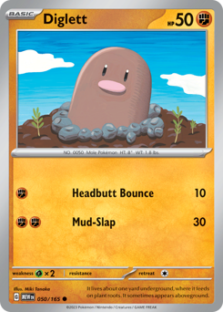Diglett z edície 151, karta č.50