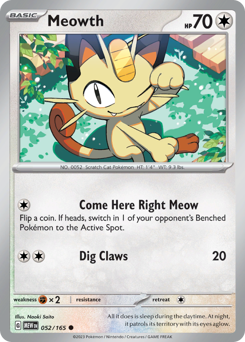 Meowth z edície 151, karta č.52