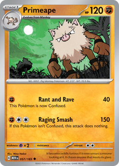 Primeape z edície 151, karta č.57