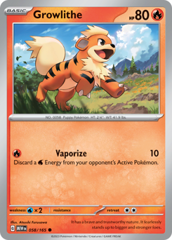 Growlithe z edície 151, karta č.58