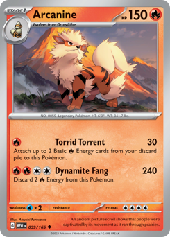 Arcanine z edície 151, karta č.59
