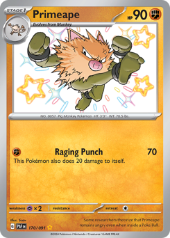 Primeape z edície Paldean Fates, karta č.170