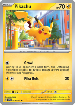 Pikachu z edície Paldean Fates, karta č.18