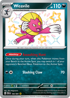 Weavile z edície Paldean Fates, karta č.183