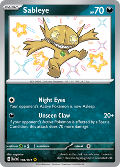 Sableye z edície Paldean Fates, karta č.184
