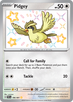 Pidgey z edície Paldean Fates, karta č.196