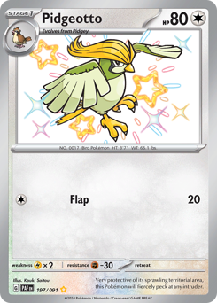 Pidgeotto z edície Paldean Fates, karta č.197