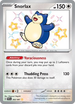 Snorlax z edície Paldean Fates, karta č.202