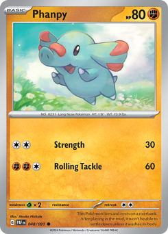 Phanpy z edície Paldean Fates, karta č.48