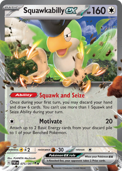 Squawkabilly ex z edície Paldean Fates, karta č.75