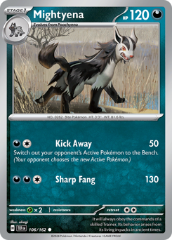 Mightyena z edície Temporal Forces, karta č.106