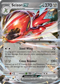 Scizor ex z edície Temporal Forces, karta č.111