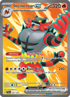Incineroar ex z edície Temporal Forces, karta č.187