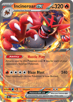 Incineroar ex z edície Temporal Forces, karta č.34