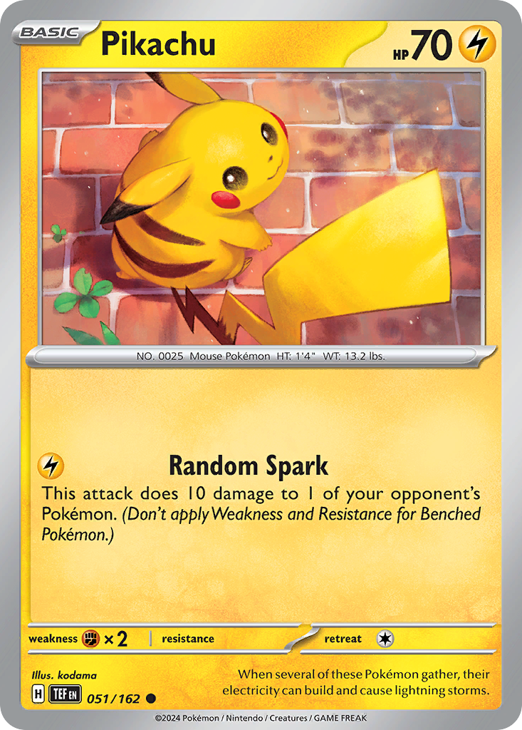 Pikachu z edície Temporal Forces, karta č.51