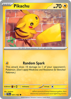 Pikachu z edície Temporal Forces, karta č.51