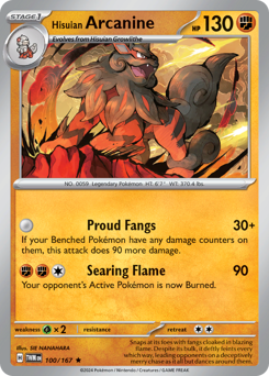 Hisuian Arcanine z edície Twilight Masquerade, karta č.100