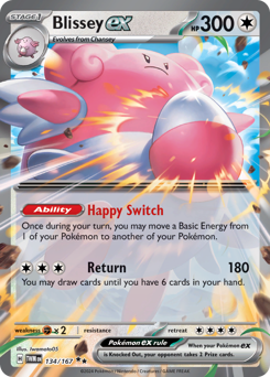 Blissey ex z edície Twilight Masquerade, karta č.134