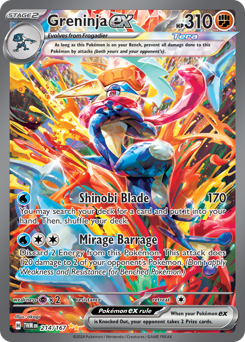 Greninja ex z edície Twilight Masquerade, karta č.214